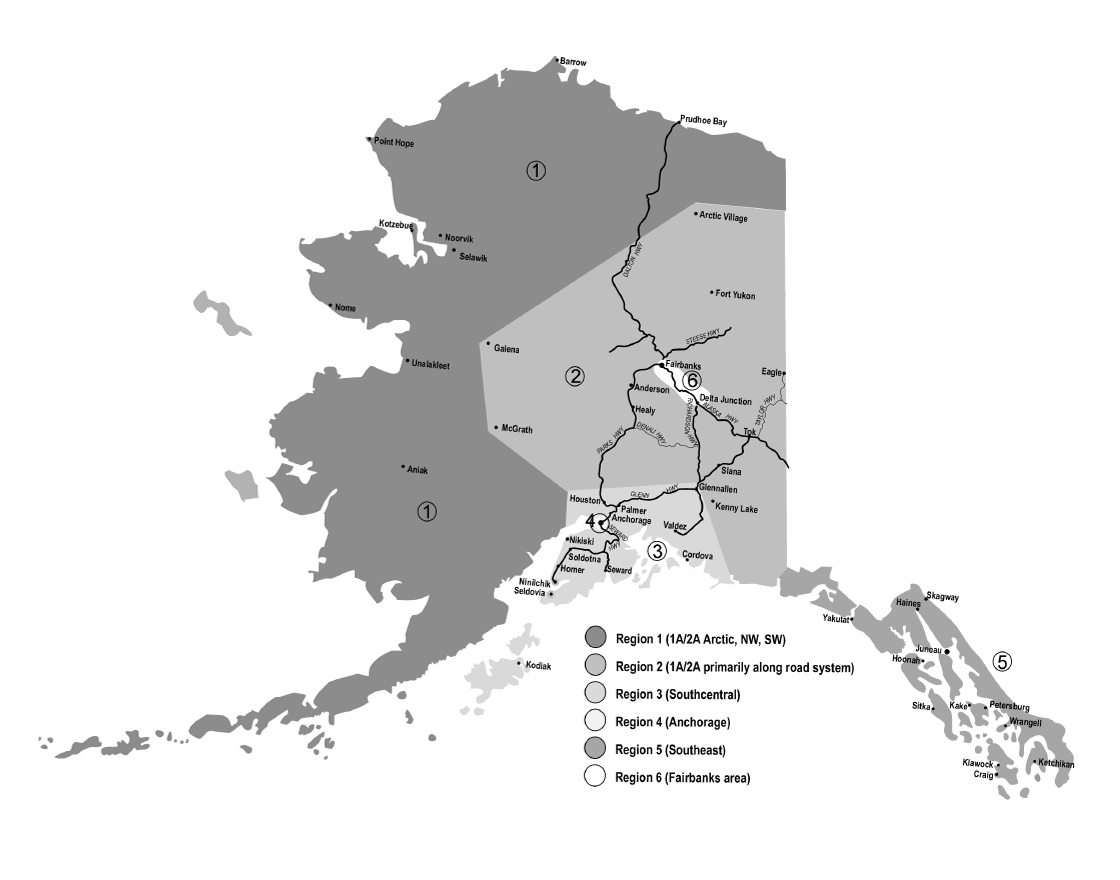 Map of Regions – Alaska Association of Student Government